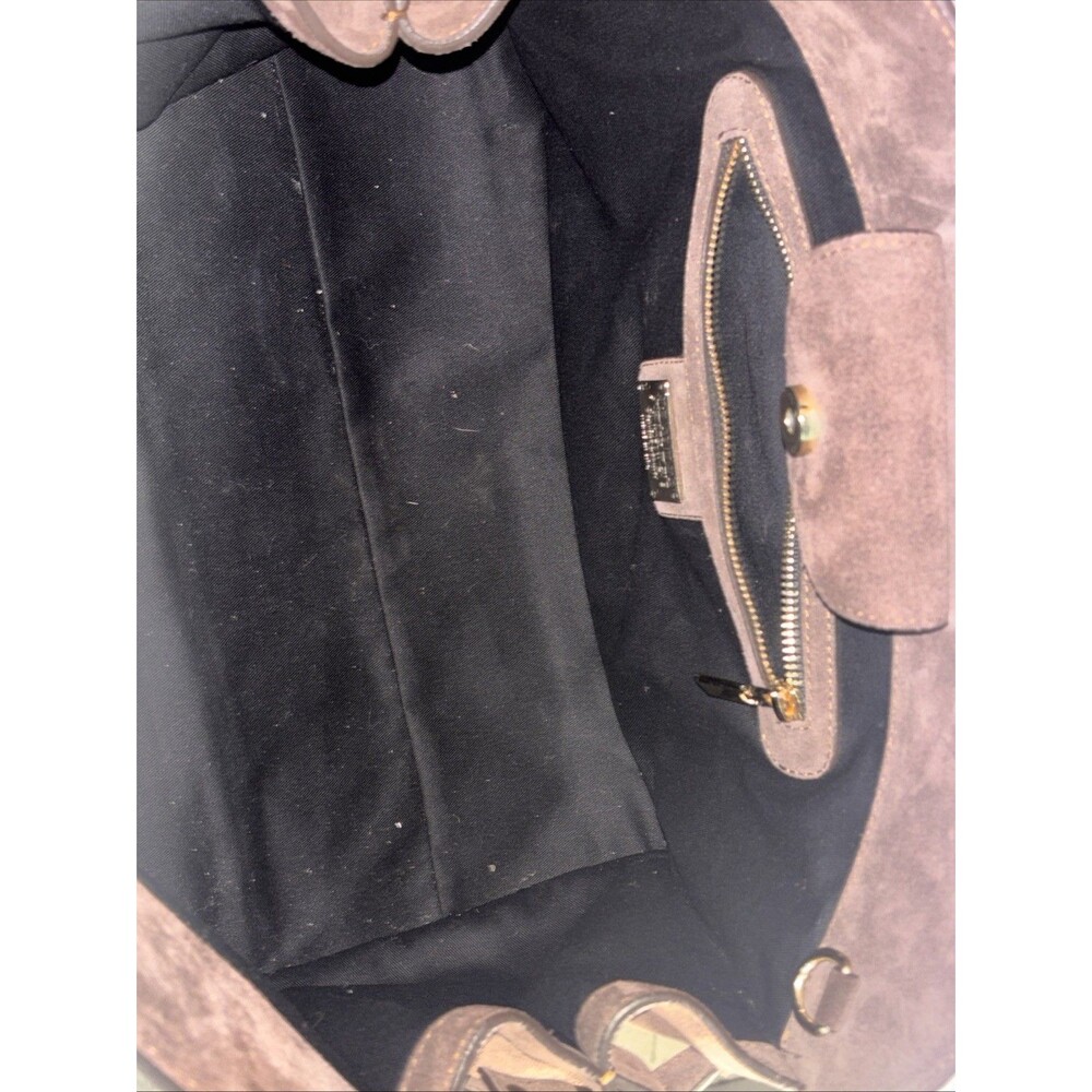 Claudia Firenze Dark Chocolate Suede Bag Tote Italian Leather-No Crossbody Strap - Picture 10 of 13